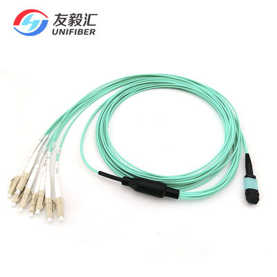 Male Aqua LSZH OM4 8 Fiber LC MPO MTP Patch Cord 3M